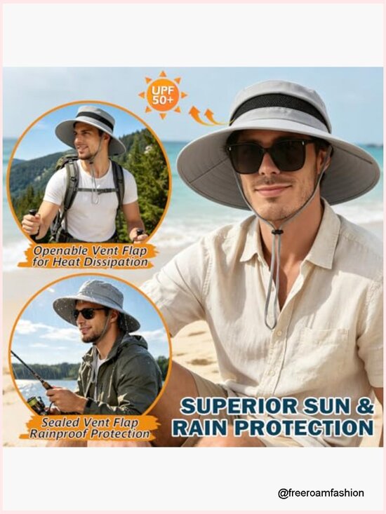 UPF 50+ Waterproof Wide Brim Bucket Hat for Outdoor Hiking Fishing main image 7